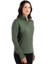 New York Jets Cutter & Buck Forge Recycled Four-Way Stretch Womens Quarter Zip Pullover Dark Hunter Heather Side Thumbnail Image