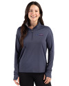 San Francisco 49ers Americana Cutter & Buck Forge Recycled Four-Way Stretch Womens Quarter Zip Pullover Dark Navy Blue Heather Front Thumbnail Image