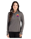 Colorado Rockies City Connect- Cutter & Buck Forge Recycled Four-Way Stretch Womens Quarter Zip Pullover Dark Black Heather Front Thumbnail Image