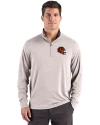 Cincinnati Bengals NFL Helmet Cutter & Buck Forge Recycled Four-Way Stretch Mens Quarter Zip Pullover Polished Heather Front Thumbnail Image