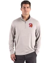Tampa Bay Buccaneers Historic Cutter & Buck Forge Recycled Four-Way Stretch Mens Quarter Zip Pullover Polished Heather Front Thumbnail Image