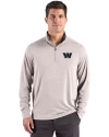 Washington Commanders Mono Cutter & Buck Forge Recycled Four-Way Stretch Mens Quarter Zip Pullover Polished Heather Front Thumbnail Image