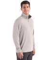 New England Patriots NFL Helmet Cutter & Buck Forge Recycled Four-Way Stretch Mens Quarter Zip Pullover Polished Heather Side Thumbnail Image