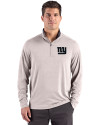 New York Giants Mono Cutter & Buck Forge Recycled Four-Way Stretch Mens Quarter Zip Pullover Polished Heather Front Thumbnail Image