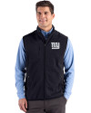 New York Giants Mono Cutter & Buck Hunts Point Recycled Fleece Mens Hybrid Full Zip Vest Black Front Thumbnail Image