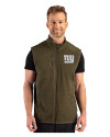New York Giants Mono Cutter & Buck Hunts Point Recycled Fleece Mens Hybrid Full Zip Vest Poplar Front Thumbnail Image