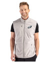 Philadelphia Eagles Cutter & Buck Hunts Point Recycled Fleece Mens Hybrid Full Zip Vest Polished Medium Gray Front Thumbnail Image
