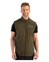New England Patriots Mono Cutter & Buck Hunts Point Recycled Fleece Mens Hybrid Full Zip Vest Poplar Front Thumbnail Image