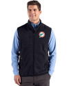 Miami Dolphins Historic Cutter & Buck Hunts Point Recycled Fleece Mens Hybrid Full Zip Vest Black Front Thumbnail Image