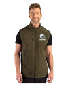Cleveland Browns Mono Cutter & Buck Hunts Point Recycled Fleece Mens Hybrid Full Zip Vest Poplar Front Thumbnail Image
