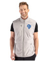 Los Angeles Rams Historic Cutter & Buck Hunts Point Recycled Fleece Mens Hybrid Full Zip Vest Polished Medium Gray Front Thumbnail Image