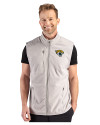 Jacksonville Jaguars Cutter & Buck Hunts Point Recycled Fleece Mens Hybrid Full Zip Vest Polished Medium Gray Front Thumbnail Image