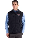 Atlanta Falcons Historic - Cutter & Buck Hunts Point Recycled Fleece Mens Hybrid Full Zip Vest Black Front Thumbnail Image