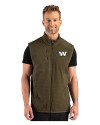 Washington Commanders Mono Cutter & Buck Hunts Point Recycled Fleece Mens Hybrid Full Zip Vest Poplar Front Thumbnail Image