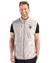 Minnesota Vikings Cutter & Buck Hunts Point Recycled Fleece Mens Hybrid Full Zip Vest Polished Medium Gray Front Thumbnail Image
