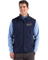 St. Louis Cardinals City Connect Cutter & Buck Hunts Point Recycled Fleece Mens Hybrid Full Zip Vest Navy Blue Front Thumbnail Image
