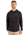 Carolina Panthers Mono Cutter & Buck Prospect Recycled Featherlight Stretch Mens Big & Tall Hooded Pullover Black Front Thumbnail Image