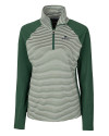 Notre Dame Fighting Irish Cutter & Buck Forge Tonal Stripe Stretch Half Zip Womens Top Hunter Green Mannequin Thumbnail Image