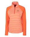 Illinois Fighting Illini Cutter & Buck Forge Tonal Stripe Stretch Half Zip Womens Top College Orange Mannequin Thumbnail Image