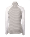 Oklahoma State Cowboys Cutter & Buck Forge Tonal Stripe Stretch Half Zip Womens Top White/Polished Mannequin Back Thumbnail Image