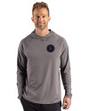 View image 4: NY Mets City Connect Cutter & Buck Prospect Recycled Featherlight Stretch Mens Big & Tall Hooded Pullover Elemental Grey Front