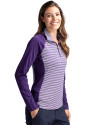 Northwestern Wildcats Cutter & Buck Forge Tonal Stripe Stretch Half Zip Womens Top College Purple Side Thumbnail Image