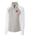 Nebraska Cornhuskers Cutter & Buck Forge Tonal Stripe Stretch Half Zip Womens Top White/Polished Mannequin Thumbnail Image