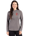 Denver Broncos Historic Cutter & Buck Prospect Recycled Featherlight Stretch Womens Hooded Pullover Elemental Grey Front Thumbnail Image