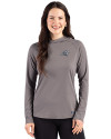 Carolina Panthers Mono Cutter & Buck Prospect Recycled Featherlight Stretch Womens Hooded Pullover Elemental Grey Front Thumbnail Image