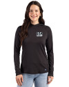 Cincinnati Bengals Mono Cutter & Buck Prospect Recycled Featherlight Stretch Womens Hooded Pullover Black Front Thumbnail Image