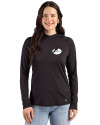 Arizona Cardinals Historic Cutter & Buck Prospect Recycled Featherlight Stretch Womens Hooded Pullover Black Front Thumbnail Image