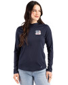 Cincinnati Bengals Americana Cutter & Buck Prospect Recycled Featherlight Stretch Womens Hooded Pullover Navy Blue Front Thumbnail Image