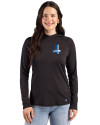 Detroit Lions Historic Cutter & Buck Prospect Recycled Featherlight Stretch Womens Hooded Pullover Black Front Thumbnail Image