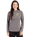 Los Angeles Dodgers City Connect- Cutter & Buck Prospect Recycled Featherlight Stretch Womens Hooded Pullover Elemental Grey Front Thumbnail Image