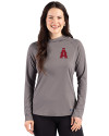 Los Angeles Angels City Connect Cutter & Buck Prospect Recycled Featherlight Stretch Womens Hooded Pullover Elemental Grey Front Thumbnail Image