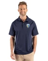 Los Angeles Chargers Historic Cutter & Buck Prospect Recycled Featherlight Stretch Mens Big & Tall Sport Polo Navy Blue Front Thumbnail Image