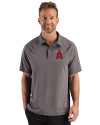 View image 1: Los Angeles Angels City Connect Cutter & Buck Prospect Recycled Featherlight Stretch Mens Big & Tall Sport Polo Elemental Grey Front