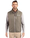 Boston Red Sox City Connect- Cutter & Buck Rainier Recycled Insulated Puffer Mens Full Zip Vest Poplar Melange Front Thumbnail Image