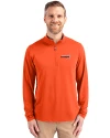 Houston Astros City Connect- Cutter & Buck Virtue Recycled Featherlight Pique Mens Quarter Zip Pullover College Orange Front Thumbnail Image
