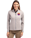 Colorado Rockies City Connect- Cutter & Buck Adapt Recycled Soft Knit Stretch Womens Heathered Full Zip Jacket Polished Heather Front Thumbnail Image