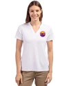 Colorado Rockies City Connect- Cutter & Buck Forge Recycled Four-Way Stretch Heathered Womens Blade Top White Front Thumbnail Image