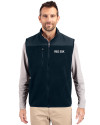 View image 1: Boston Red Sox City Connect- Cutter & Buck Cascade Epic Comfort Recycled Sherpa Fleece Mens Big & Tall Full Zip Vest Navy Blue Front