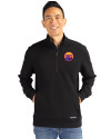 Colorado Rockies City Connect- Cutter & Buck Roam Recycled Buttery-Soft Knit Mens Quarter Zip Jacket Black Front Thumbnail Image