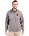 View image 4: Colorado Rockies City Connect- Cutter & Buck Roam Recycled Buttery-Soft Knit Mens Quarter Zip Jacket Elemental Grey Front