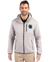 Miami Marlins City Connect- Cutter & Buck Rainier Recycled Insulated Puffer Mens Full Zip Hooded Jacket Jacket Polished Medium Gray Front Thumbnail Image