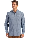 Boston Red Sox City Connect- Cutter & Buck Skyline Recycled Gingham Mens Long Sleeve Button Down  Dress Shirt Pale Blue/Navy Blue Front Thumbnail Image