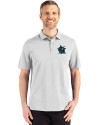 Miami Marlins City Connect- Cutter & Buck Advantage Refresh Epic Confidence Recycled Tri-Blend Pique Mens Polo CONCRETE Front Thumbnail Image