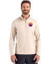 Colorado Rockies City Connect- Cutter & Buck Coastline Recycled Double Peached Mens Quarter Zip Pullover Wheat Front Thumbnail Image