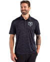 Chicago Bears Mono Cutter & Buck Coastline Recycled Double Peached Camo Print Mens Polo Navy Blue Front Thumbnail Image