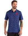 Buffalo Bills Historic Cutter & Buck Coastline Recycled Double Peached Camo Print Mens Polo Tour Blue Front Thumbnail Image